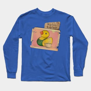 Quirky Trading Card - Espresso Quackpert, Vintage Rubber Ducky Barista Long Sleeve T-Shirt